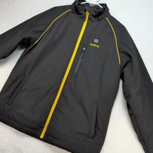 Ororo Heated Jacket Mens Medium Black Yellow Softshell Coat with Battery